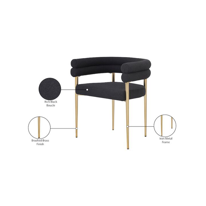 Meridian Furniture Brielle Black Boucle Fabric Dining Chair, Set of 2