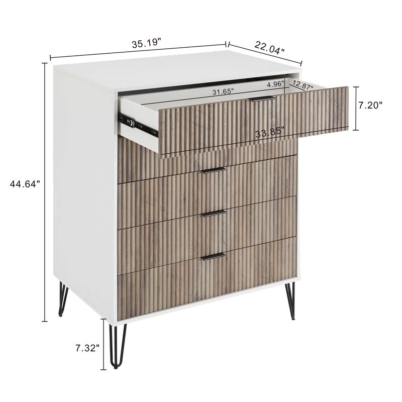 Dumbo Chest and 2-Drawer Nightstand in White and Gray image number 4