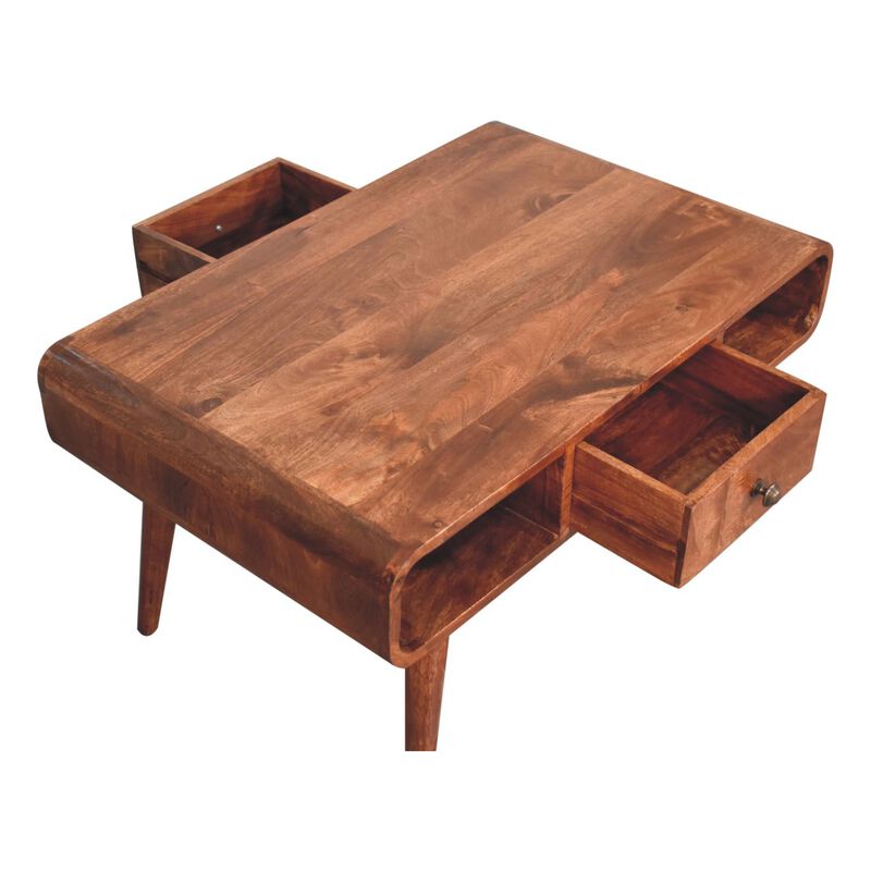 Artisan Furniture Solid Wood Curved Honey Caramel Coffee Table