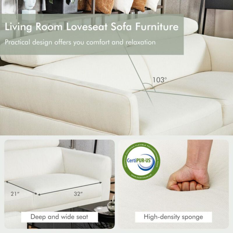 Hivvago Modern Fabric Loveseat Sofa Couch with Adjustable Headrest image number 6