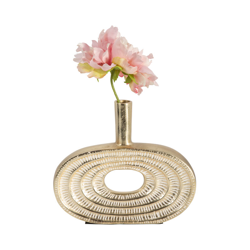 Metal 10" Tribal Cut Out Vase image number 1