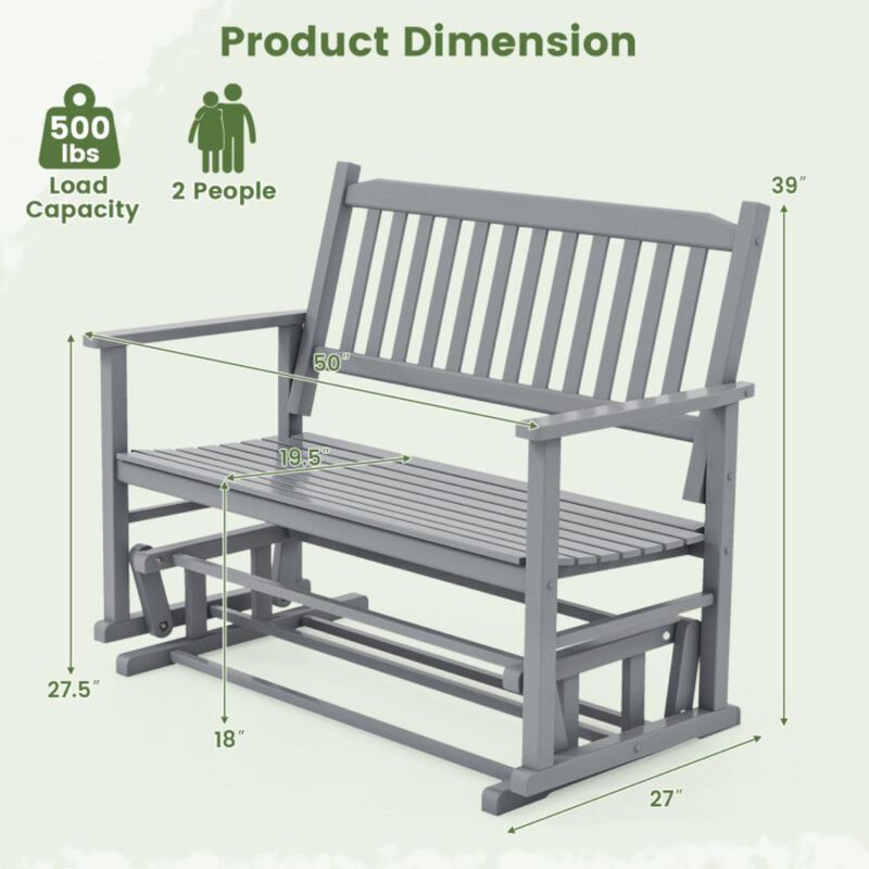 Hivvago 2 Seats Outdoor Glider Bench with Armrests and Slatted Seat