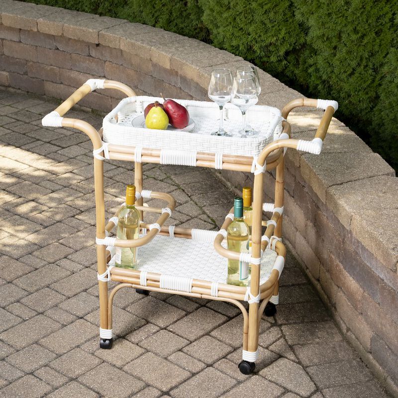 Butler Specialty Selena Rattan Bar Cart, White