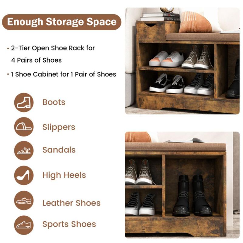 Hivvago Entryway Storage Shoe Bench with 1 Storage Drawer and 3 Open Compartments