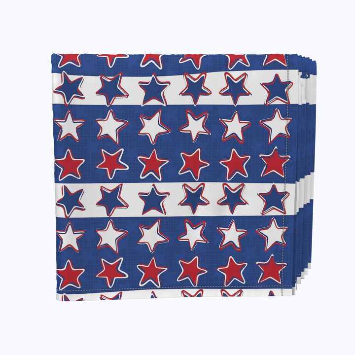 Fabric Textile Products, Inc. Napkin Set, 100% Polyester, Set of 4, Patriotic Scrapbook Stars