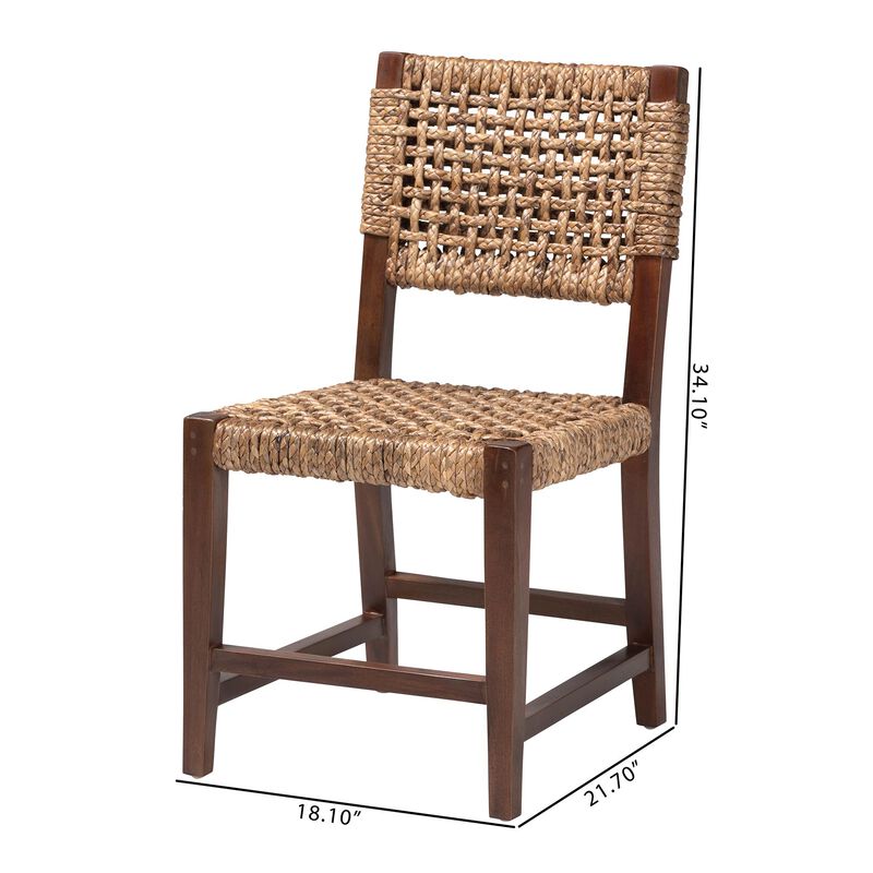 bali & pari Alise Handwoven Seagrass Dining Chair with Mahogany Wood Frame &ndash; Woven Back and Seat Chair for Dining Room or Kitchen, Earthy Brown