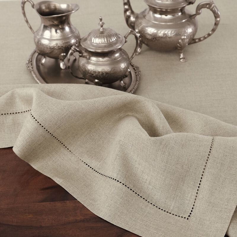 Solino Home Classic Hemstitch 100% Linen Tablecloth &ndash; Handcrafted, Machine Washable, Perfect for Holiday and Everyday Dining