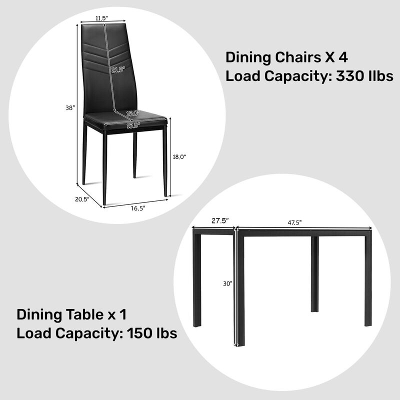 5-Piece Kitchen Dining Set with Table and 4 Chairs for Modern Dining Spaces image number 4