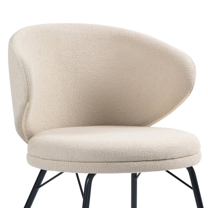 Glamour Home Set of 2 Barclay White Fabric Dining Chair with Black Iron Legs