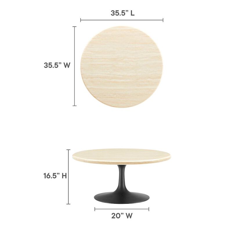 Lippa 36&rdquo; Round Faux Travertine Coffee Table image number 2