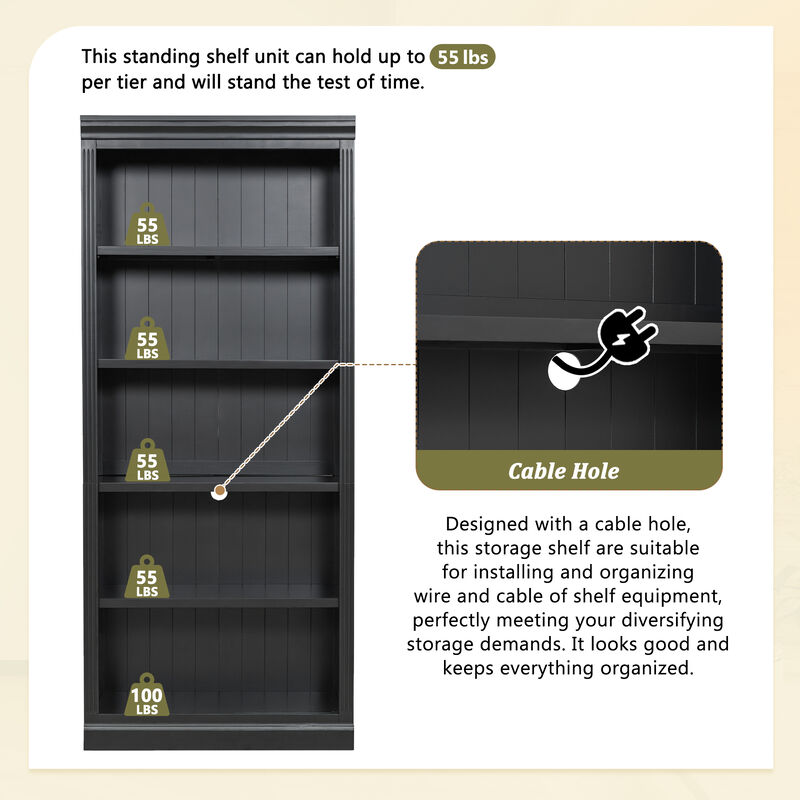 Merax 10-Tier Solid Wood & Thickened MDF Bookcase Suite