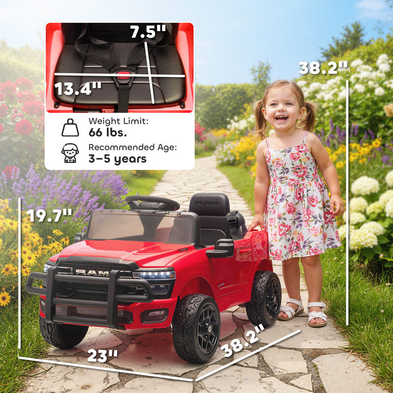 BreeBe 12V Kids Ride on Car, Licensed Dodge RAM 3500 Ride on Toys with Dual Motors, Remote Control image number 2