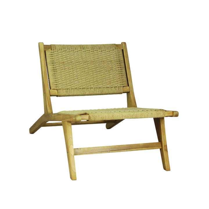 Parker Mid-Century Modern Woven Seagrass Wood Armless Lounge Chair, Natural