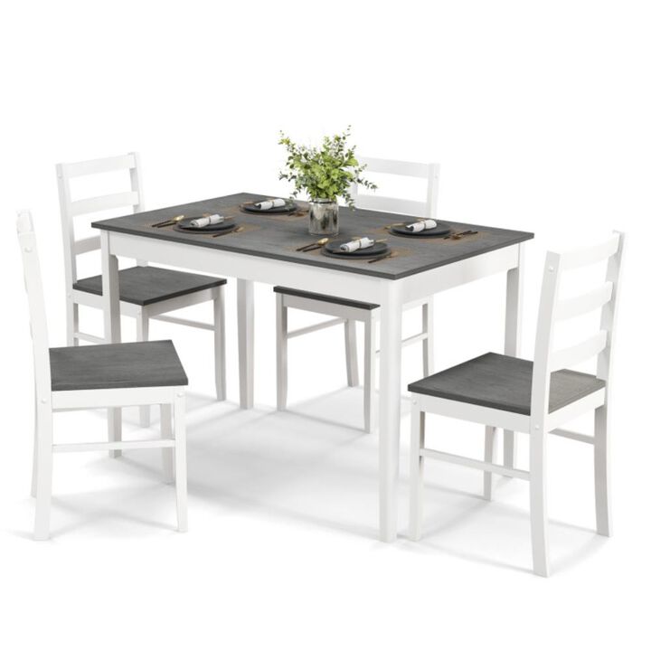Hivvago 5-Piece Wooden Dining Set with Rectangular Table and 4 Chairs