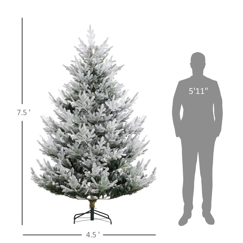 BreeBe 7.5FT Hinged Flocked Xmas Tree with Realistic Branch Tips image number 2