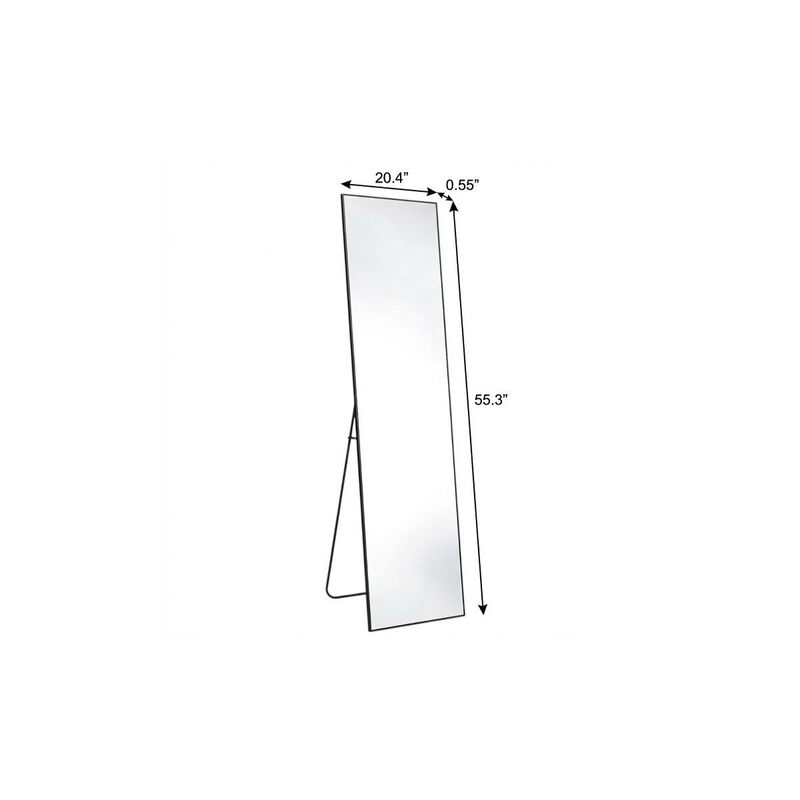 HomeRoots 55" Black Aluminum Freestanding And Wall Mounted Framed Full Length Mirror image number 2