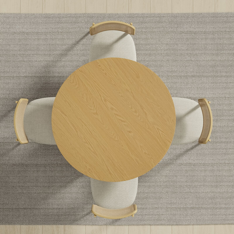 46Inch Straight-Edged Natural Wood Dining Table Seats 4-6 People, Suitable for Living Room and Dining Room