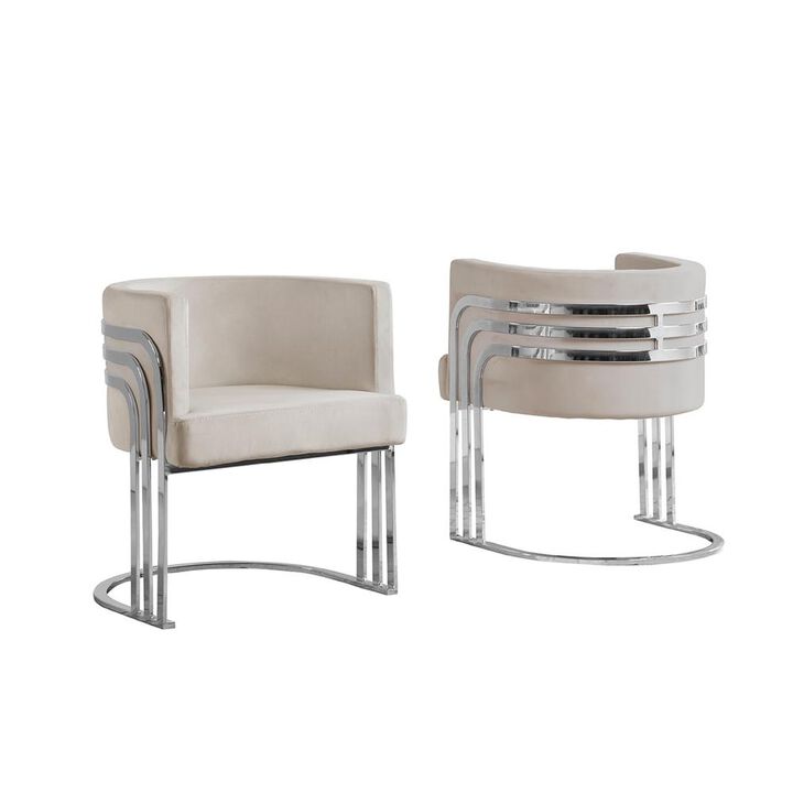 Modern Barrel Back Accent Chair in Beige