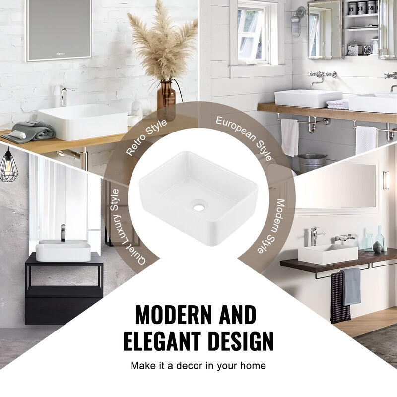 Countertop Ceramic Vessel Sink Bowl for Bathroom Vanity, Modern Design