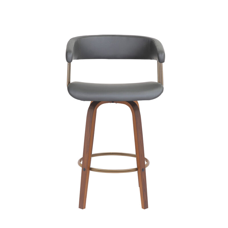HomeRoots Faux Leather Counter Stool with Armrests and Bucket Seat image number 0