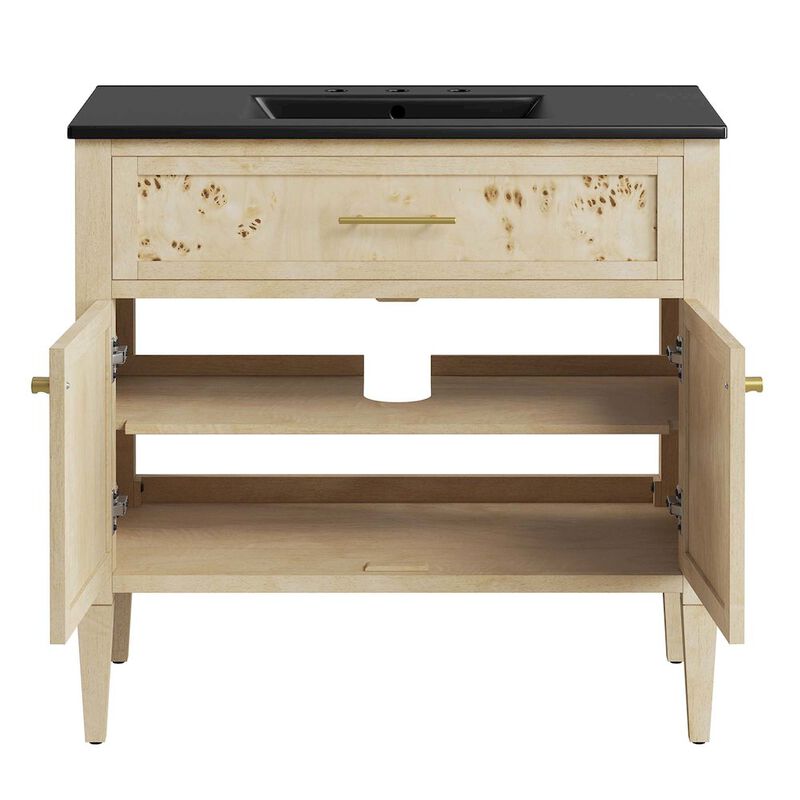 Modway Elysian 36" Wood Bathroom Vanity in Black Burl with Ceramic Sink Basin image number 8