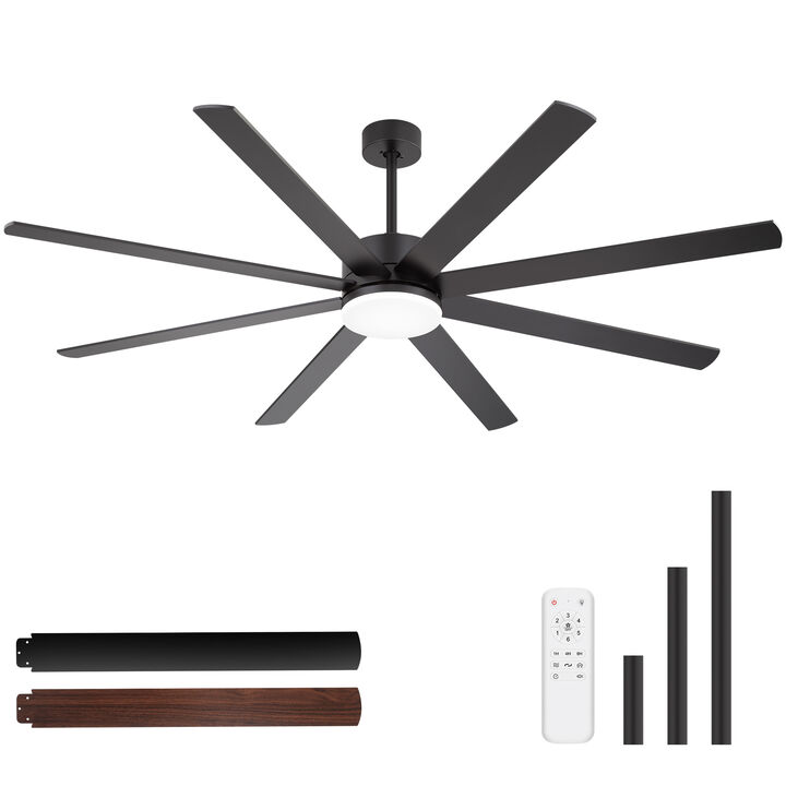 Breezary 72 In LED Ceiling Fan with Light, 3 CCT Color, DC Motor,8 Aluminum Blade, 6 Speed Remote