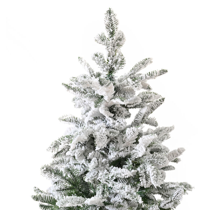 Whisen Snow Flocked 8FT PE PVC Mixed Christmas Tree Hinged Xmas Tree