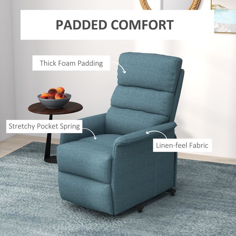 Power Lift Chair for Cozy Seekers, Electric Lift Recliner Chair with Remote Control, Side Pockets for Living Room, Blue