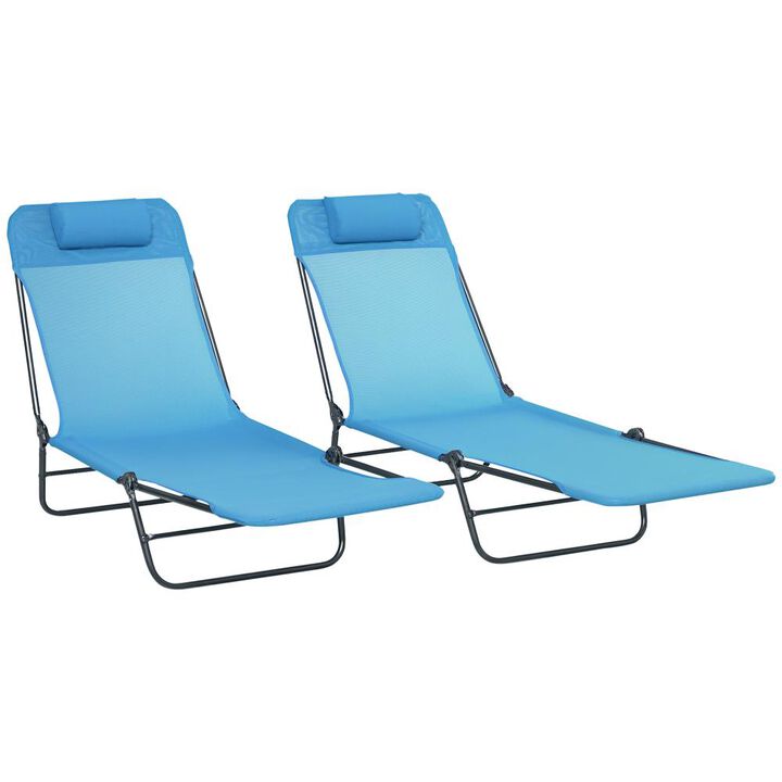 Hivvago 2-Piece Folding Chaise Lounge Chairs with Reclining Back
