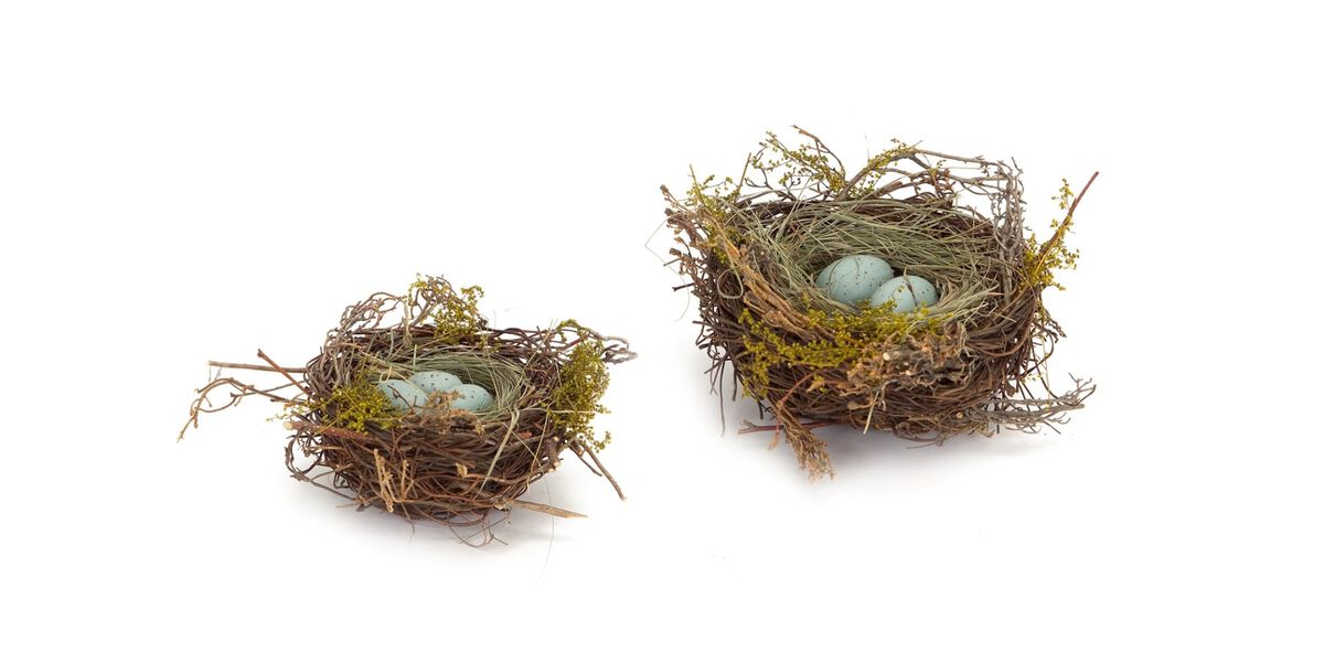 Club Pack of 12 Brown and Teal Robin’s Nest with Eggs Easter Spring Decorations 7”