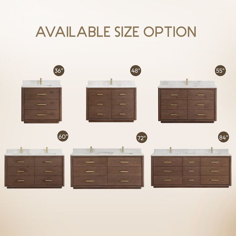 Vinnova Design Porto 48 Free-standing Single Bath Vanity in Aged Dark Brown Oak