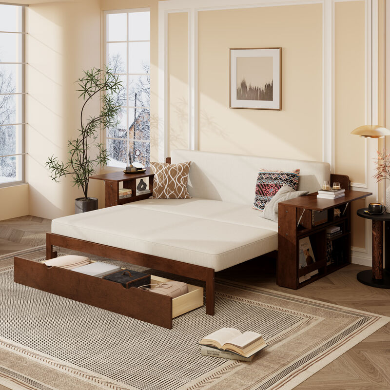 Merax Queen Size Daybed with Removable Desk image number 3