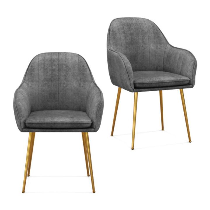 Accent Upholstered Arm Chair with Steel Gold Legs