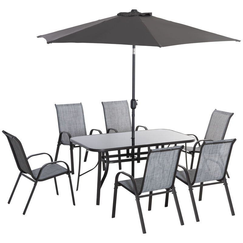Hivvago 8-Piece Outdoor Patio Dining Set with Umbrella image number 0
