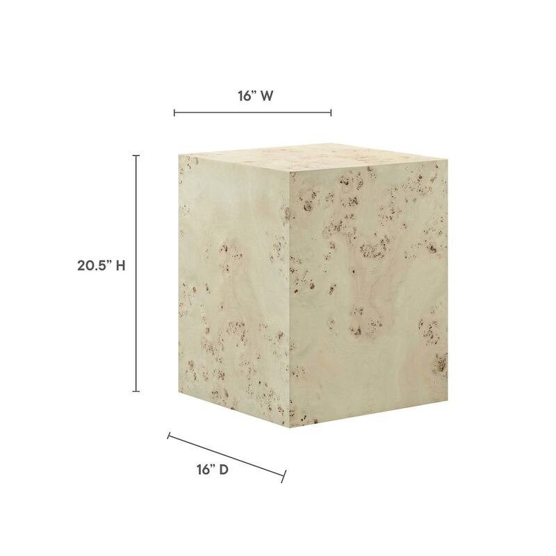 Cosmos 16" Square Burl Wood Side Table image number 2