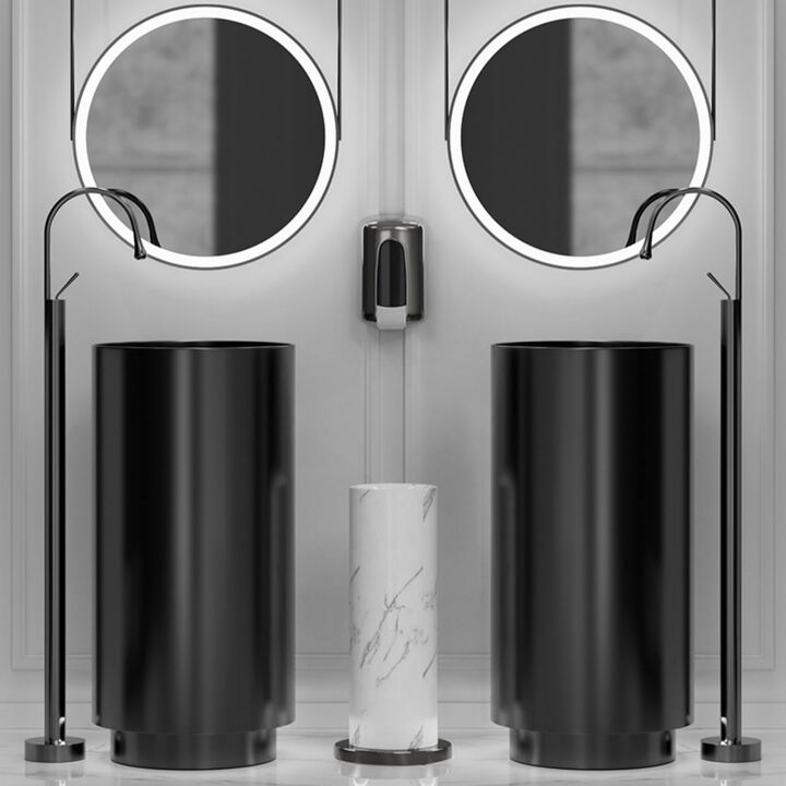 Deluxe stainless steel column basin Black