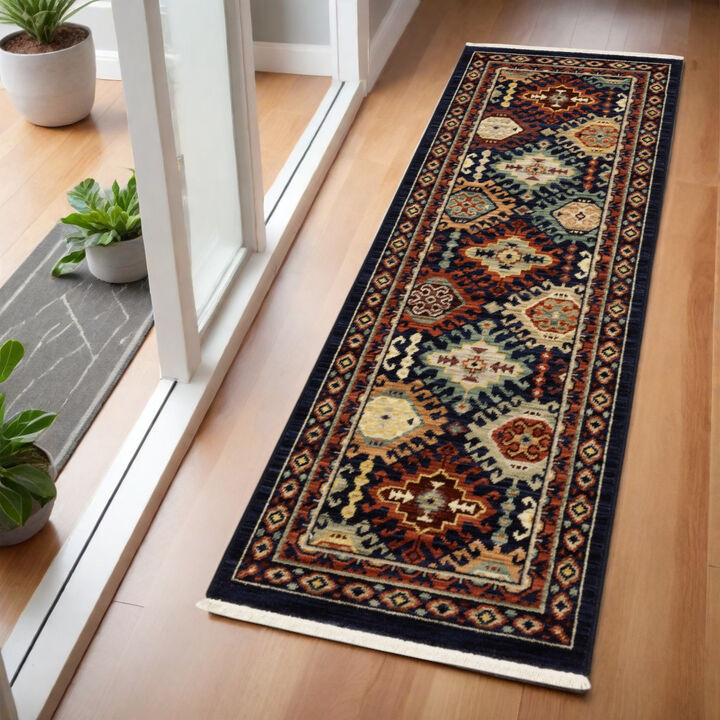 HomeRoots Oriental Area Rug With Fringe