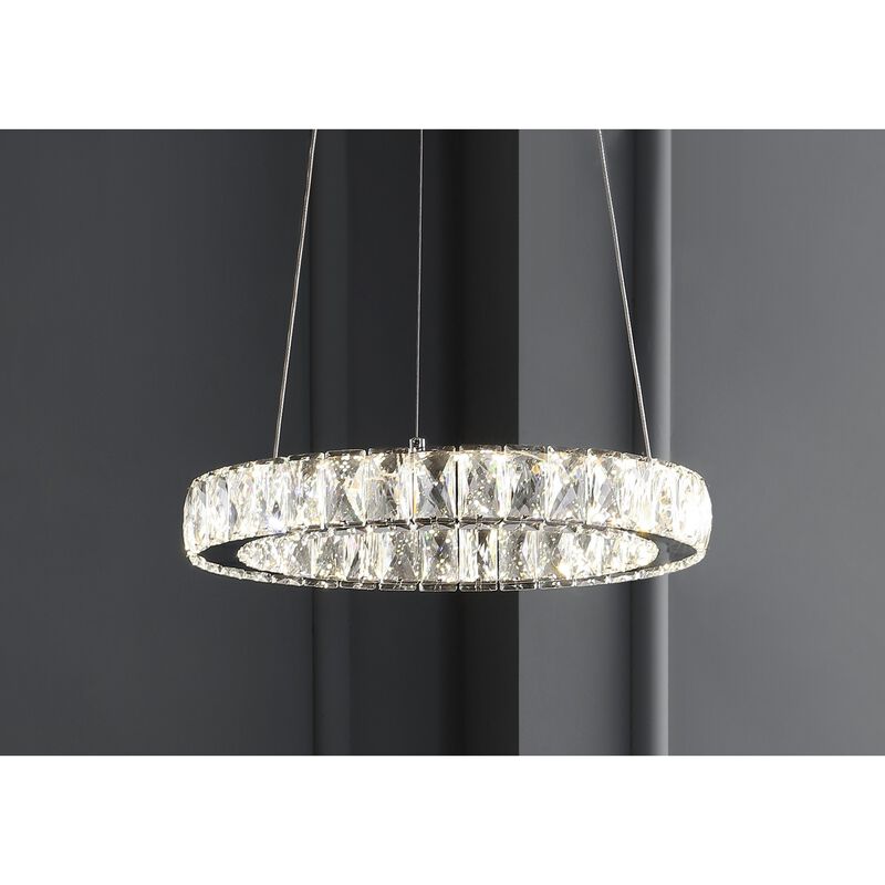 Reese 15.7" Adjustable Integrated LED Metal/Crystal Pendant Pendant