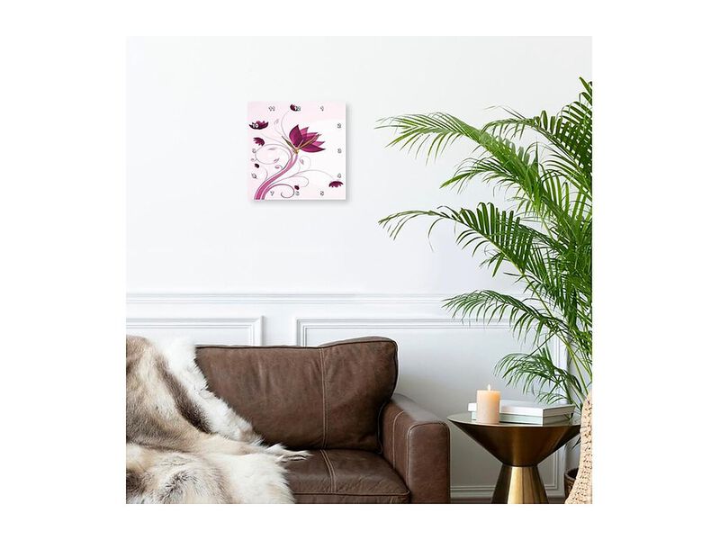 Pretty Pink Flower Swirly Stem Wall Clock 13 Inch Home Decor image number 2