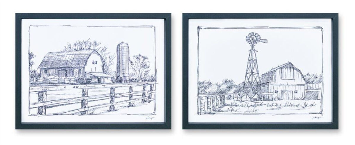HomeRoots Set of Two Black And White Framed Art