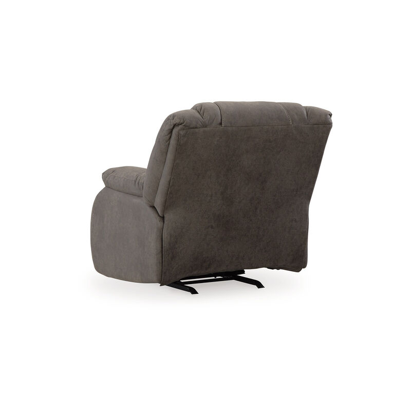 Perth Manual Rocker Recliner Chair, Soft Foam Slate Gray Faux Leather - Benzara
