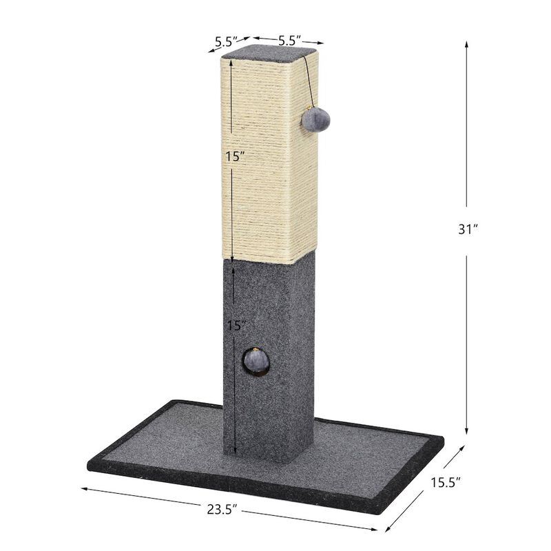 Catry Minimalist Natural Sisal Cat Scratching Post with Peek-a-Boo Ball Toy