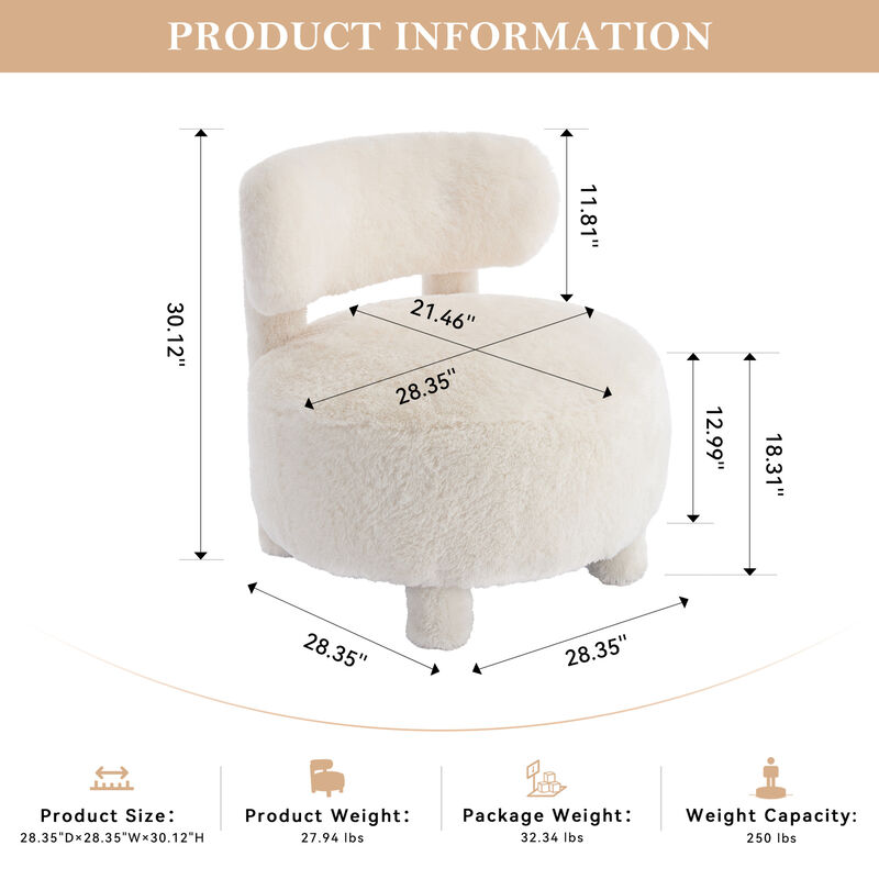 GOODSILO Curved Wingback Accent Chair with Plush Fur Fabric Upholstery for Enhanced Comfort and Modern Seating image number 2