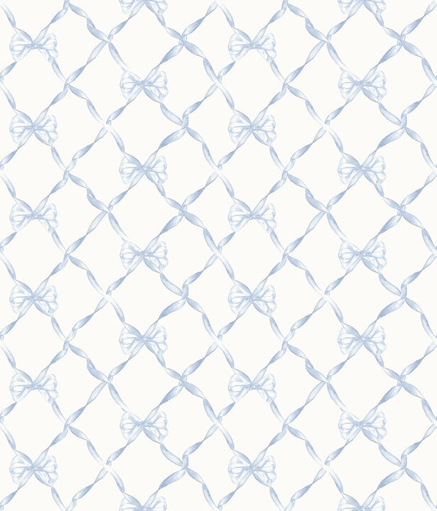 Baby Bow Blue Bella Ribbon Ribbon Trellis Wallpaper