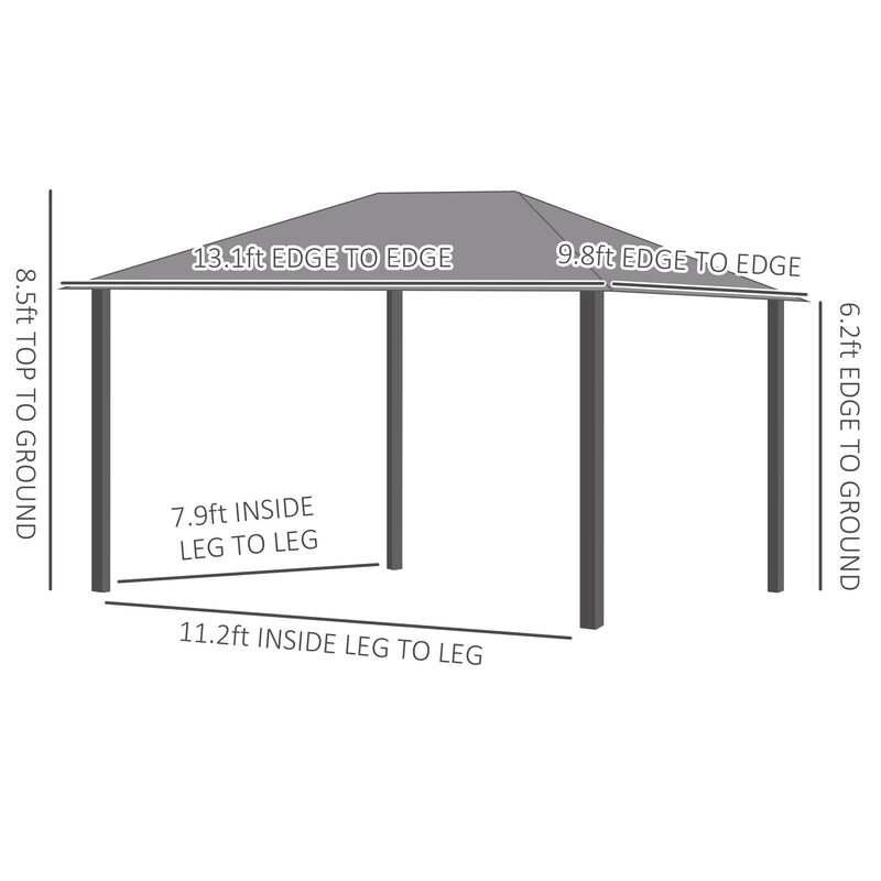 10' x 13' Patio Gazebo Aluminum Frame Outdoor Canopy Shelter with Sidewalls, Vented Roof for Garden, Lawn, Backyard and Deck, Grey