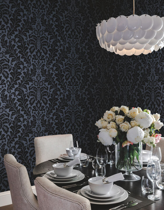 Modern Romance Navy Wallpaper