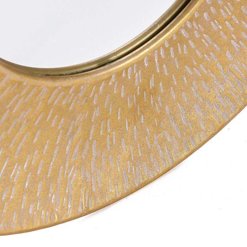 Hammered Round Wall Mirror 3PC Set, Gold image number 4