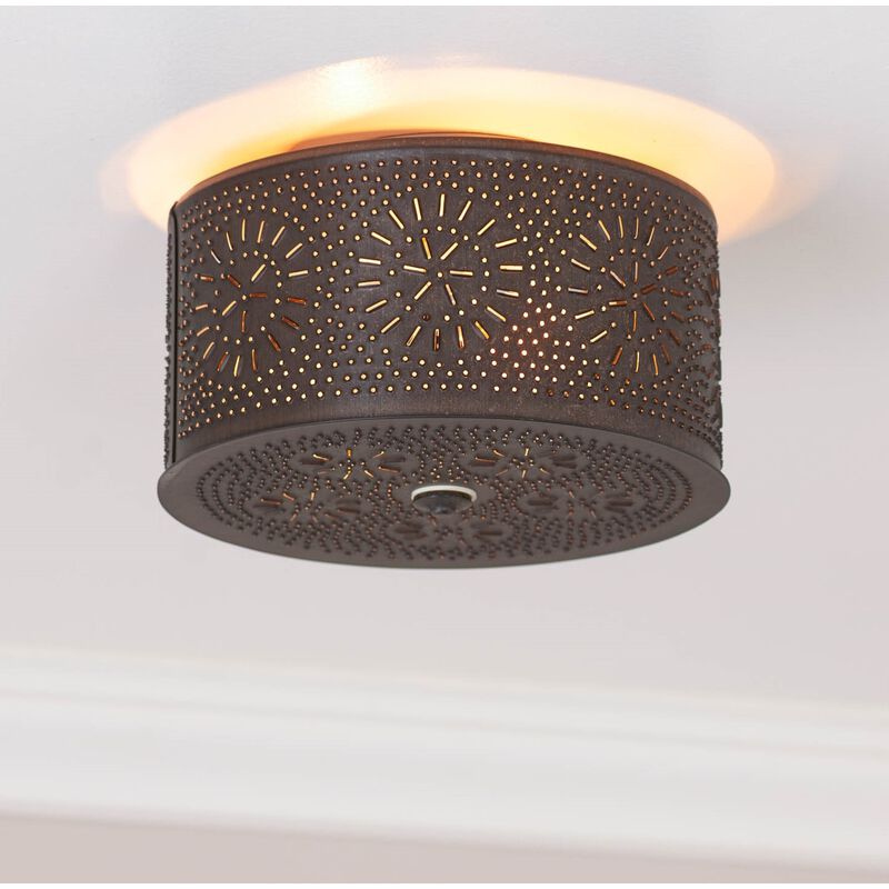 Irvin's Tinware 2-Light Flush Mount Ceiling Light In Kettle Black, 12 Diameter image number 1