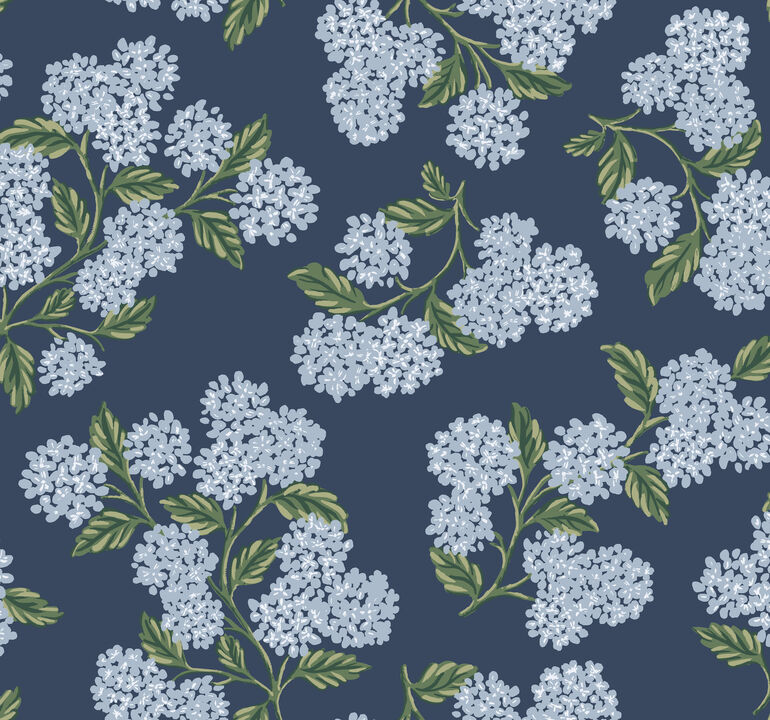 Hydrangea Navy Wallpaper