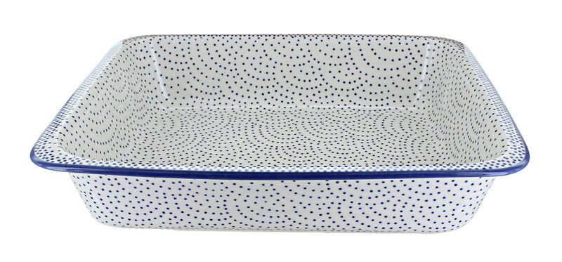 Blue Rose Polish Pottery Dots Large Rectangular Baker